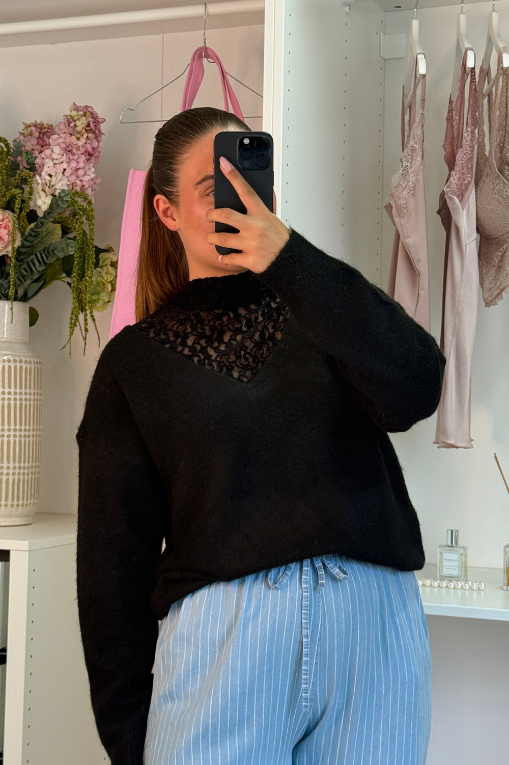 A-bee - Clarisse Striktrøjer - Black Strikbluser