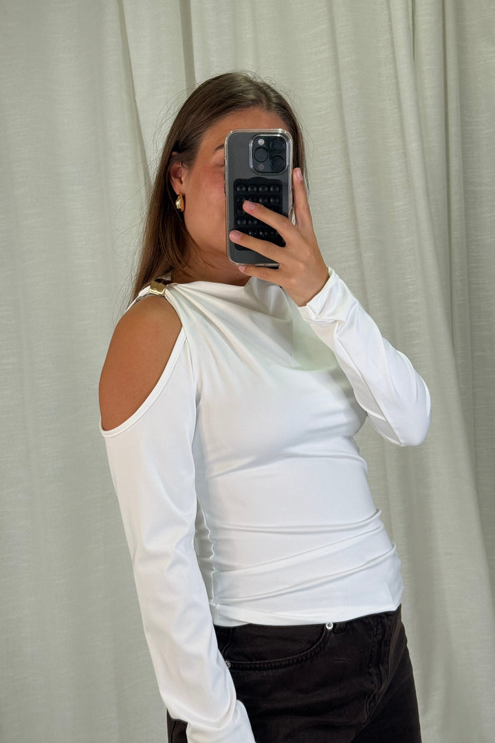 A-bee - Melinda Blouse - White Bluser