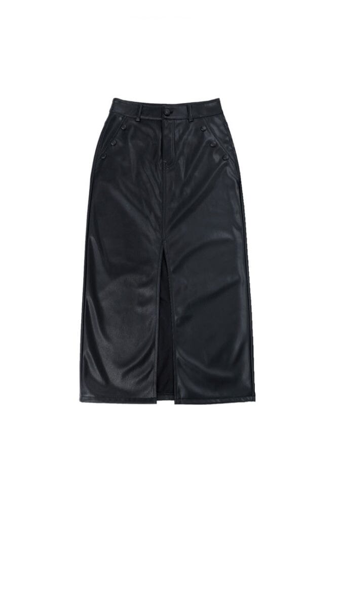 A-bee - Skirt Faux Leather P805 - Black Nederdele 