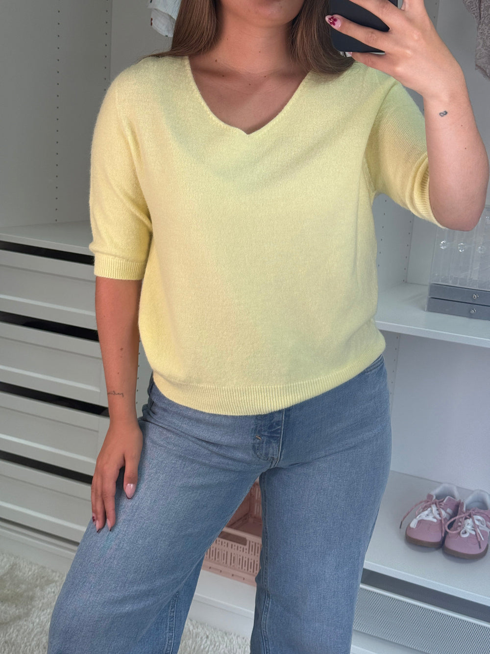 A-bee - Zara Strikbluse - Light yellow Strikbluser