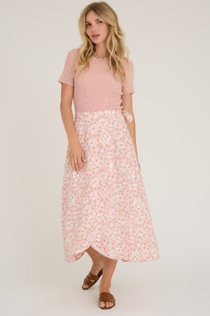 A-View - Rib Knit Short Sleeve Top - 298 Rose T-shirts