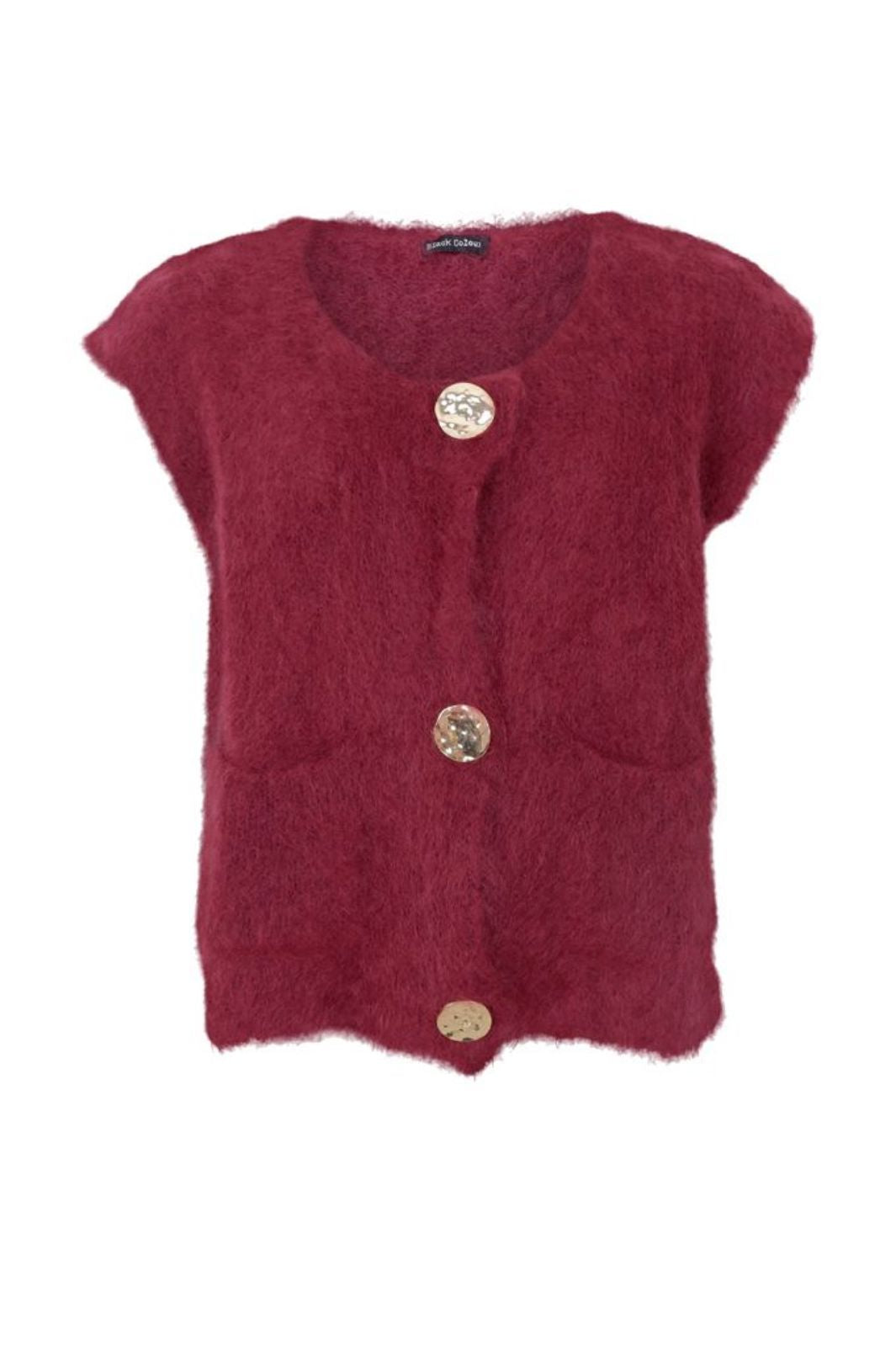 Black Colour - Bcbjoerk Knitted Button Vest 1217 - Plum Strikbluser