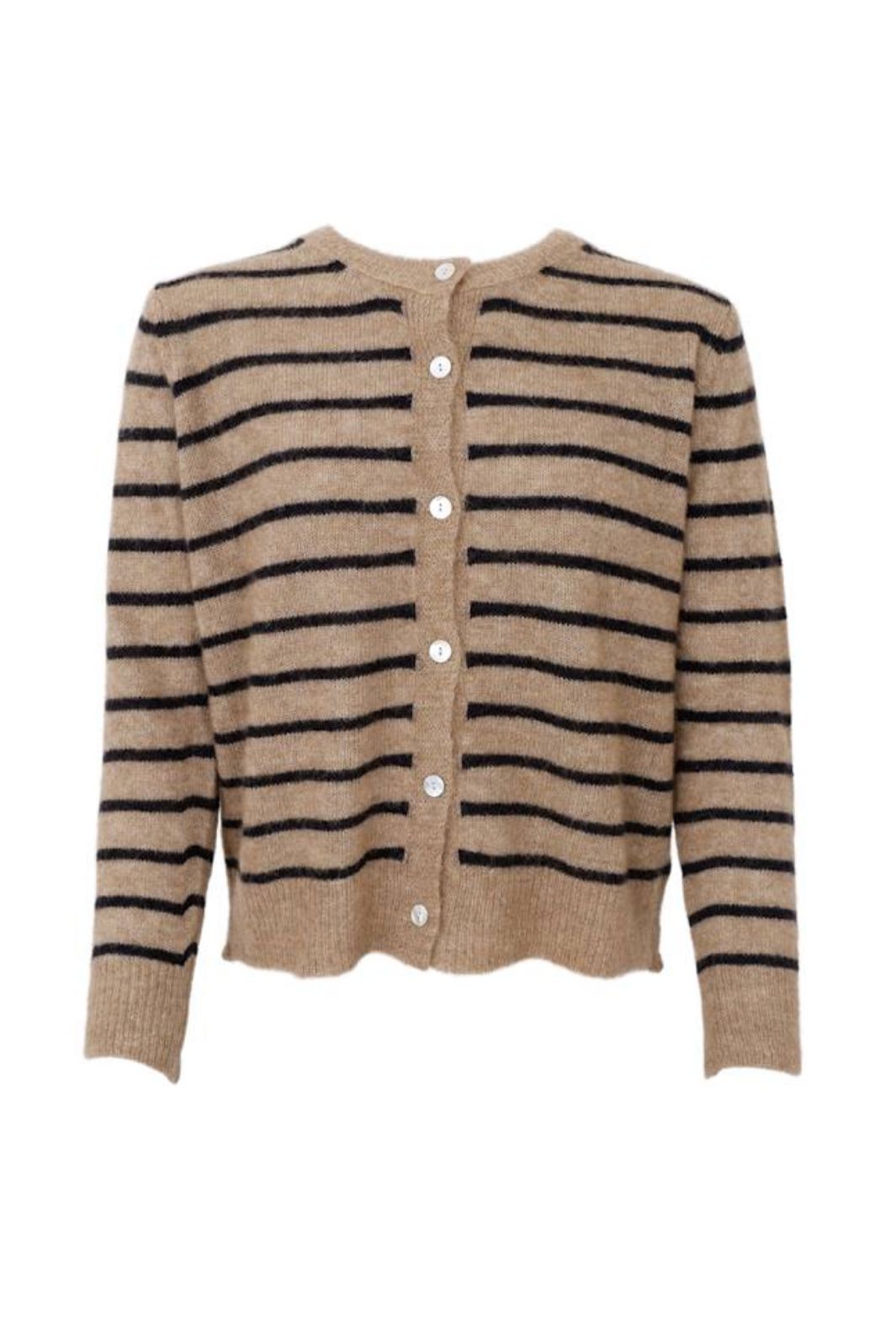 Black Colour - Bcdell Striped Knit Cardigan 1197 - Taupe Cardigans
