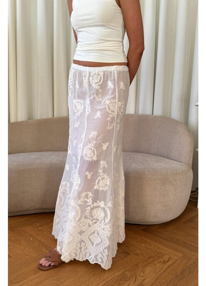 BYIC - Ellinoric Lace Maxi Skirt - vw Vintage White Kjoler 