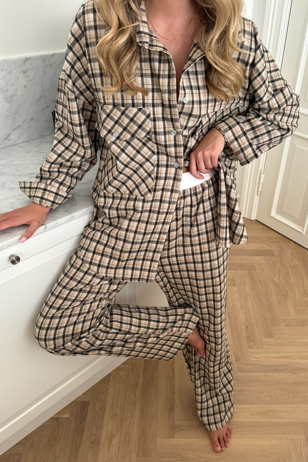 BYIC - Mayaic Pants - bbc Beige Black Checks Bukser