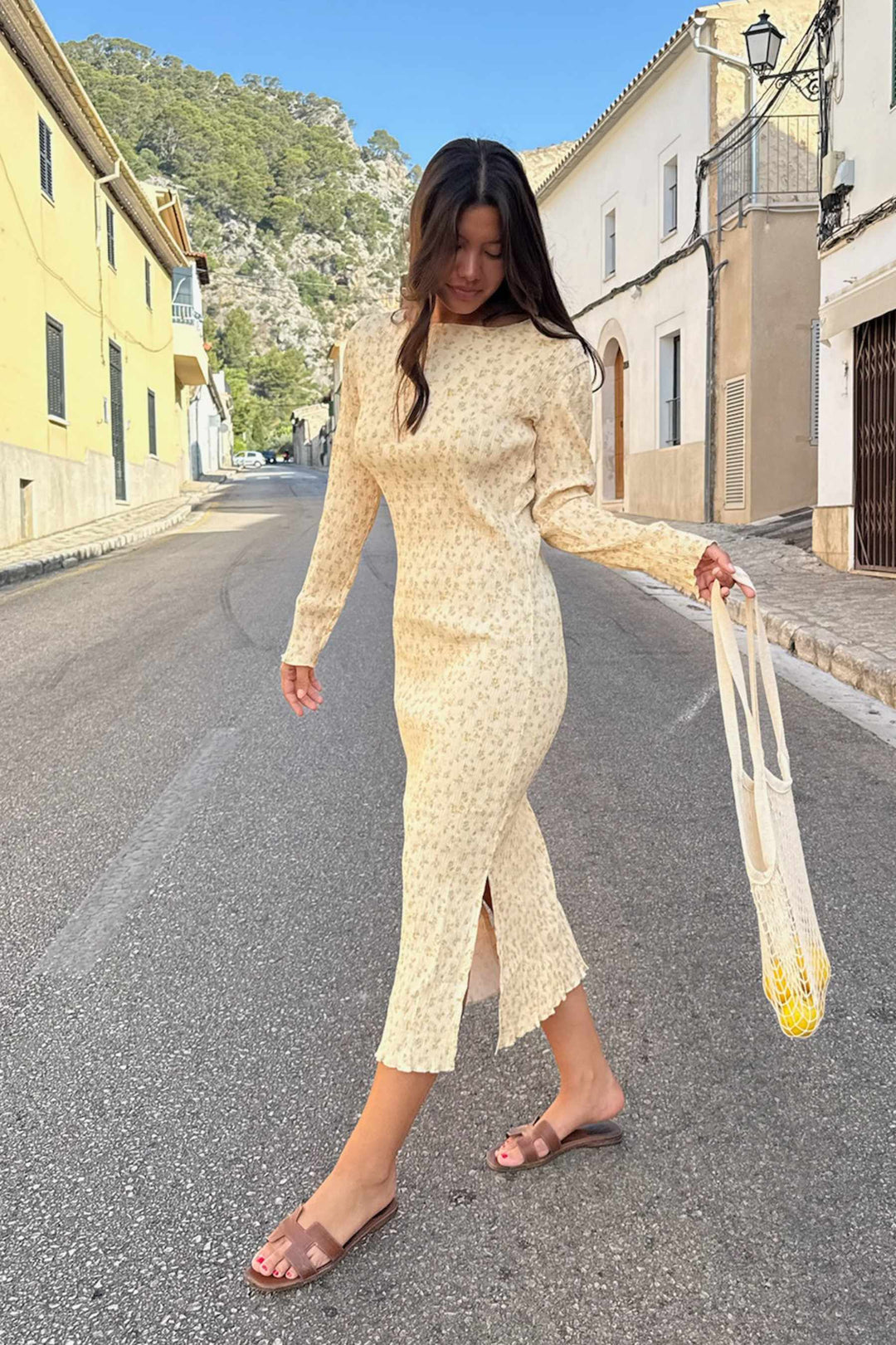 BYIC - Odaic Dress A1015 - Yellow Flower Print Kjoler