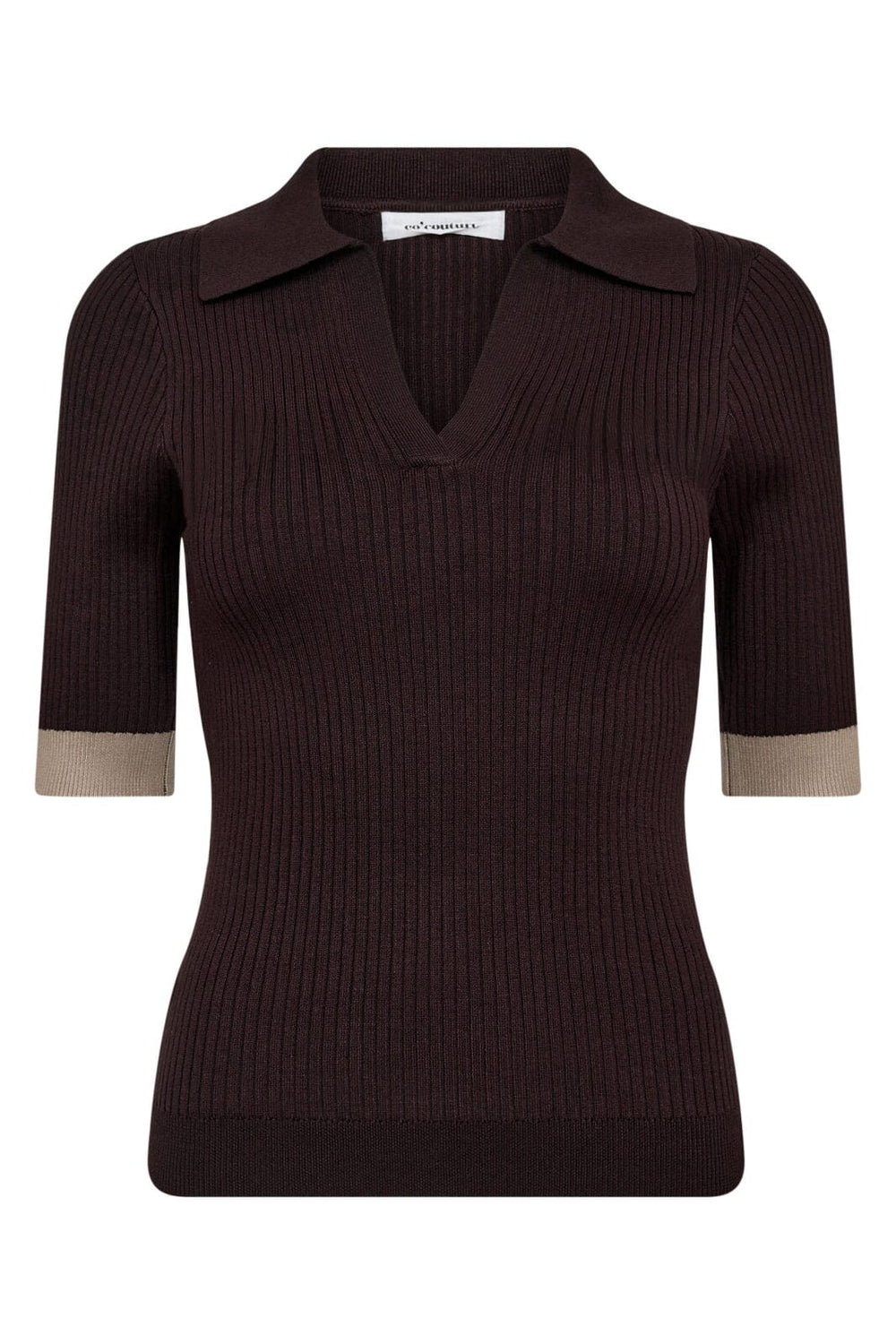 Co´Couture - Bonnycc Polo Ss Knit 32205 - 83 - Mocca