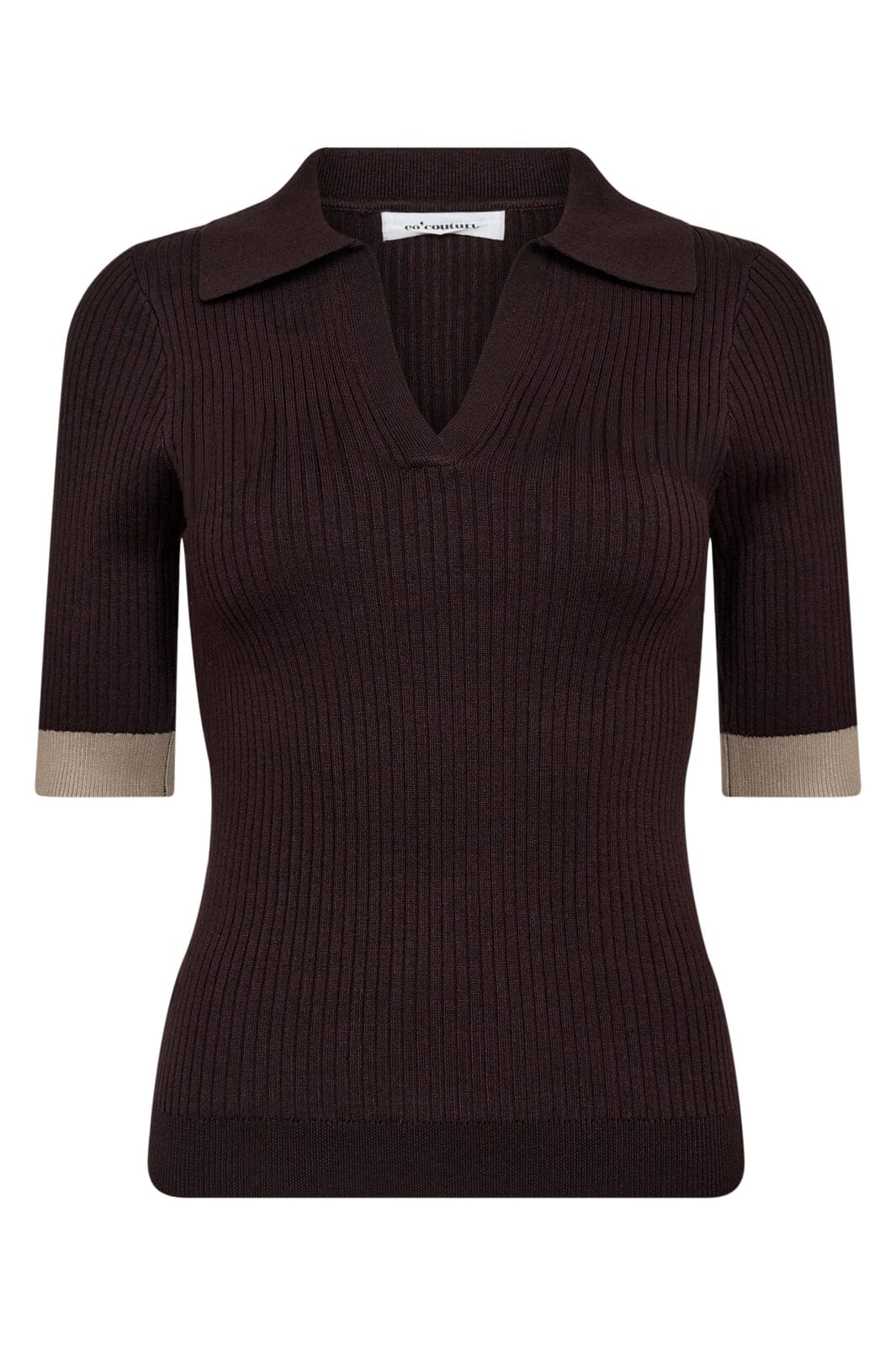 Co´Couture - Bonnycc Polo Ss Knit 32205 - 83 - Mocca
