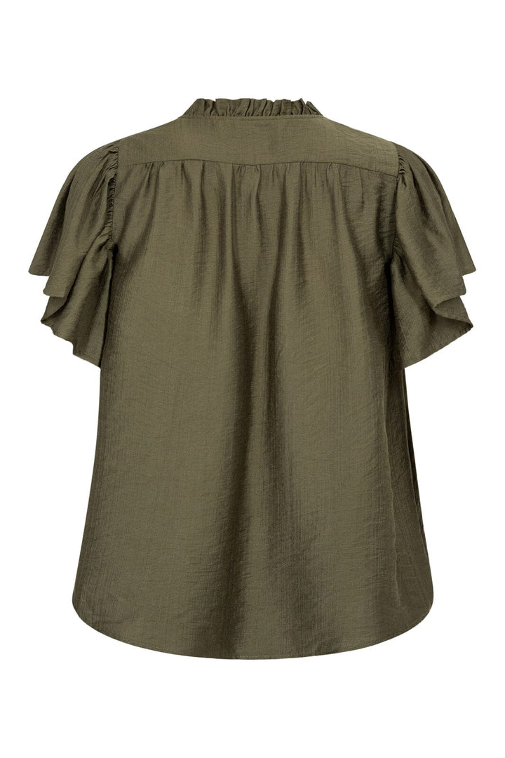 Co´Couture - Heracc Ss Frill Top 35703 - 7555 - Army