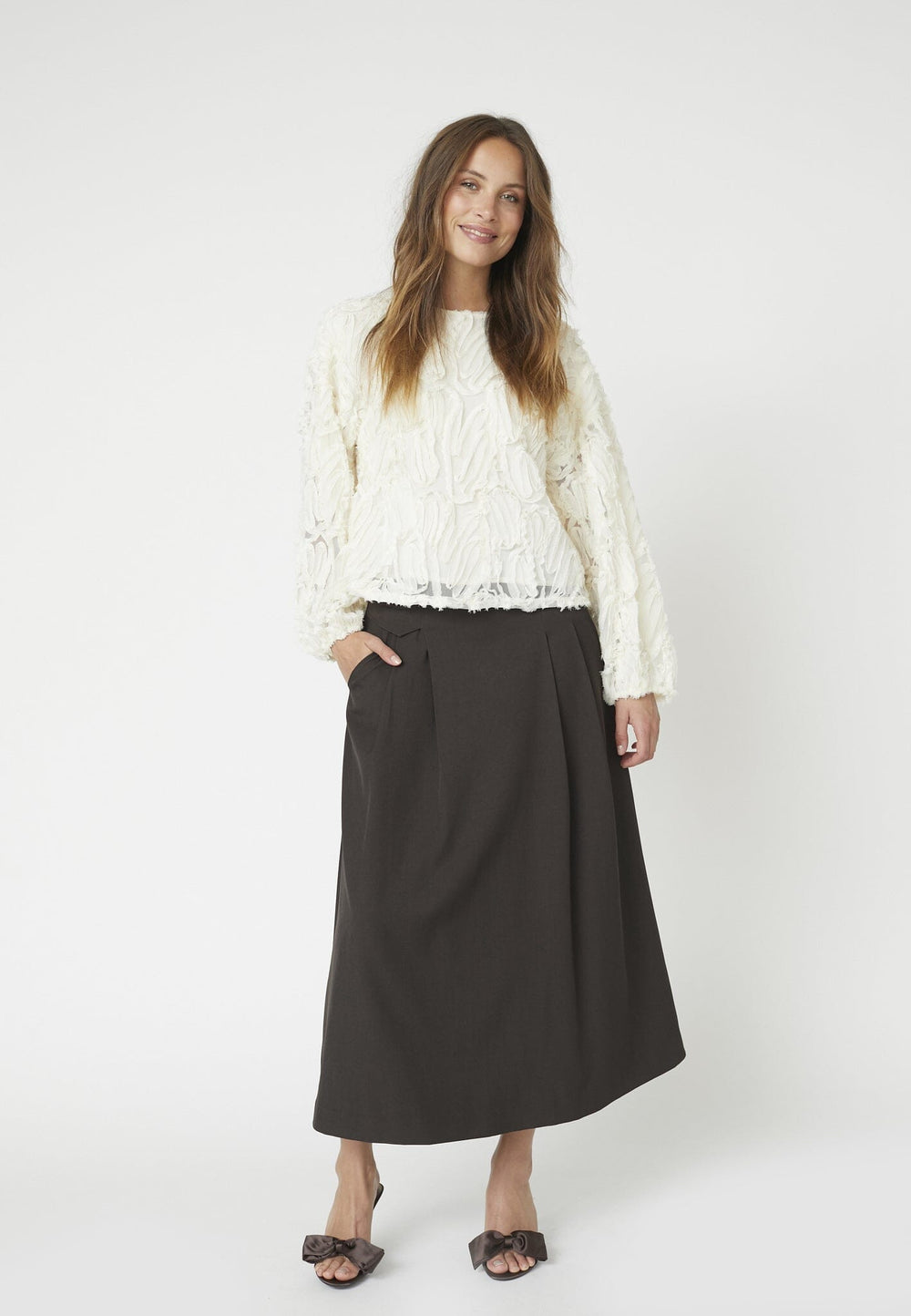 Co´Couture - Lunacc Pocket Pleat Skirt 34222 - 145 - Dark Brown Nederdele