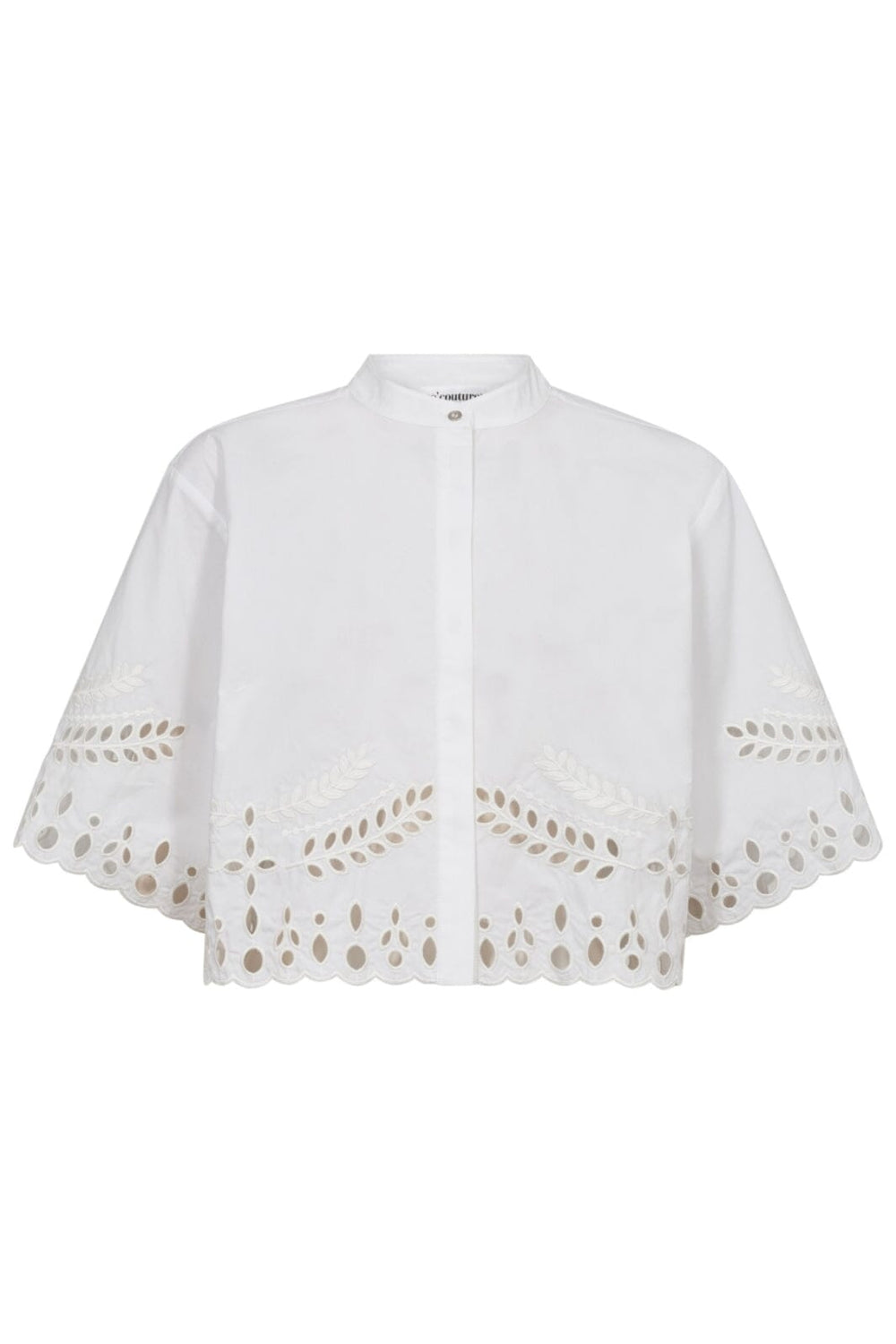 Co´couture - Primacc Embroidery Crop Shirt 35581 - 4000 White Skjorter 