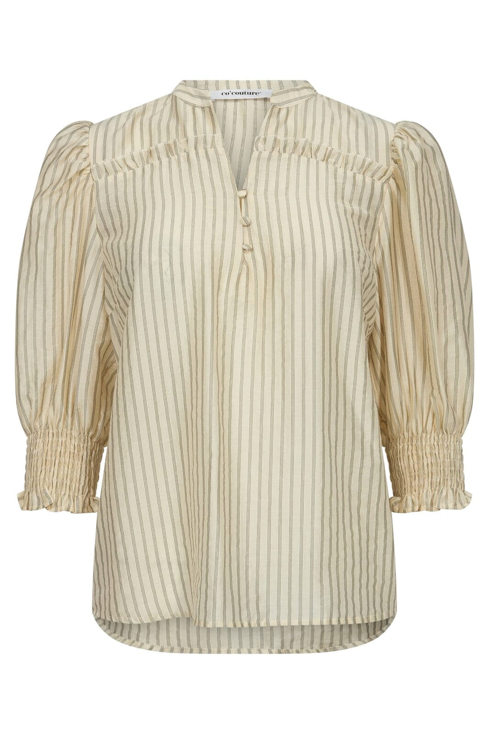 Co´couture - Samicc Stripe Ss Shirt 35435 - 6421 Pale Yellow Bluser 