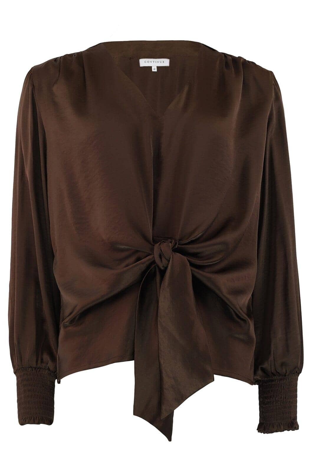 Continue - Karina Satin Wrap 14974 - Brown Bluser