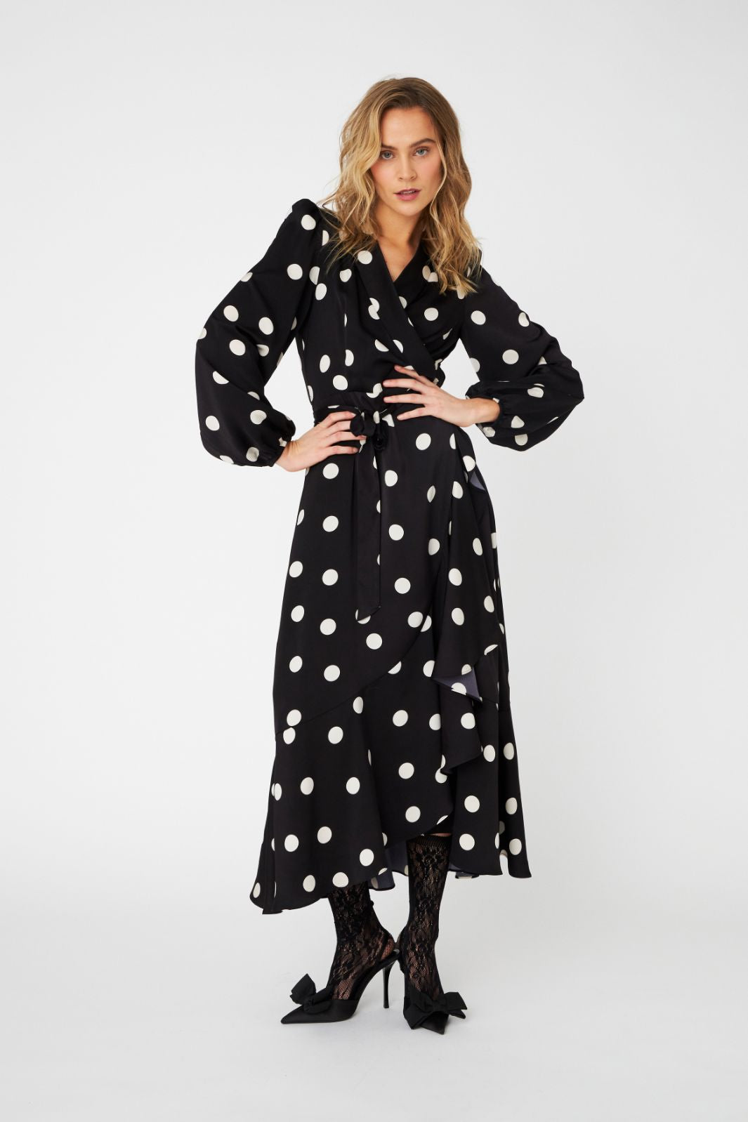Cras - Lara Dress C489 - 8123 Black White Dot Kjoler