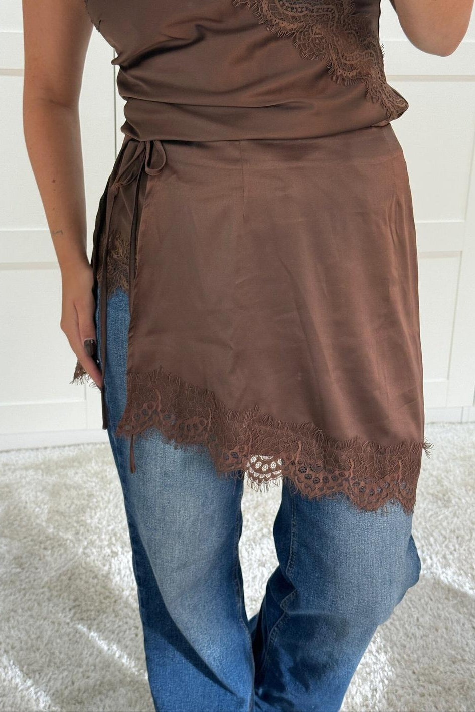 Dear Molly - Lace Wrap Skirt - Brown