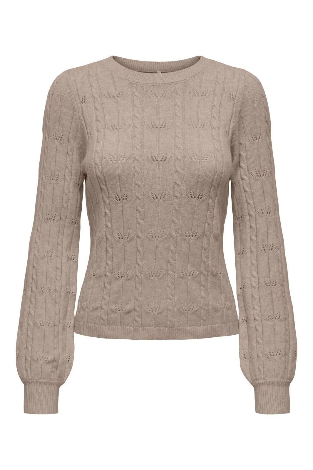 Only - Onlkatia Ls Structure O-Neck Pull Cc Knt - 4959914 Mocha Meringue Melange