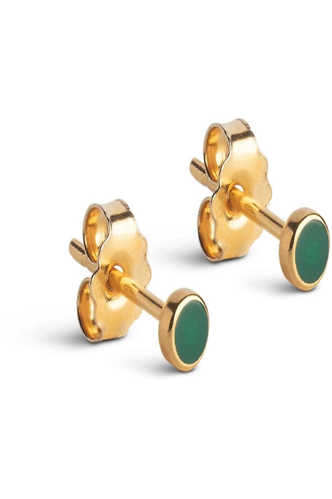 Enamel Copenhagen - Stud, Enamel Dot E313G 1 Pair - Petrol Green Øreringe