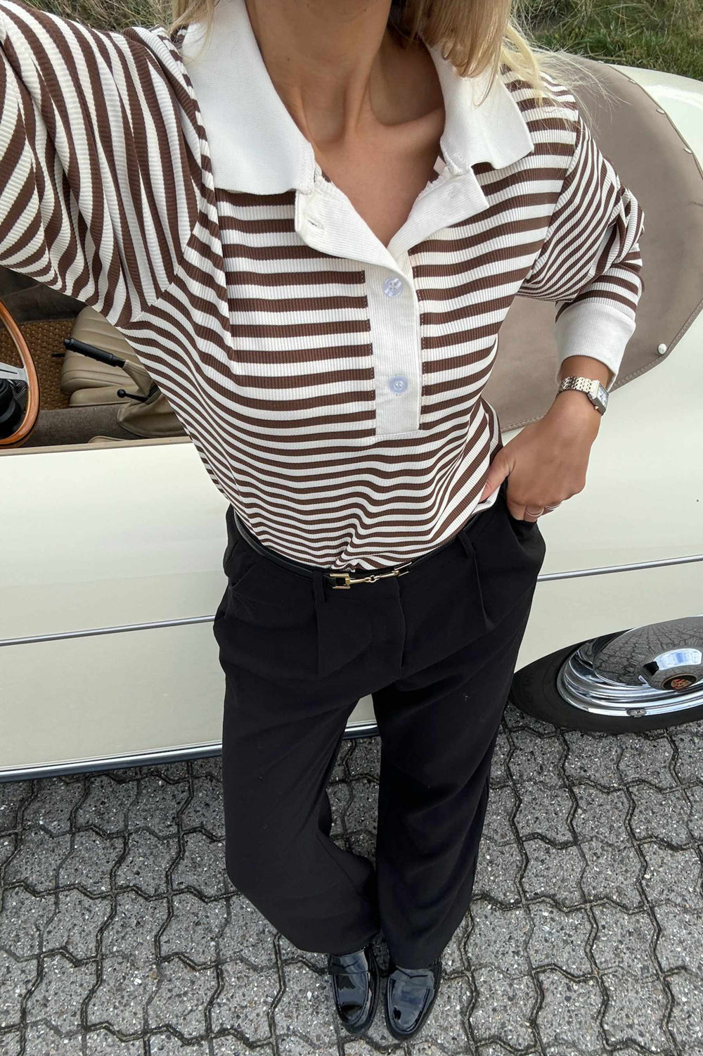 Forudbestilling - BYIC - Carlyic Polo - browns Brown Stripes Bluser