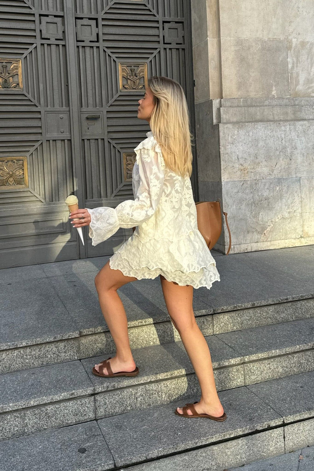Forudbestilling - BYIC - Ellinoric Lace Mini Skirt - vw Vintage White Nederdele 