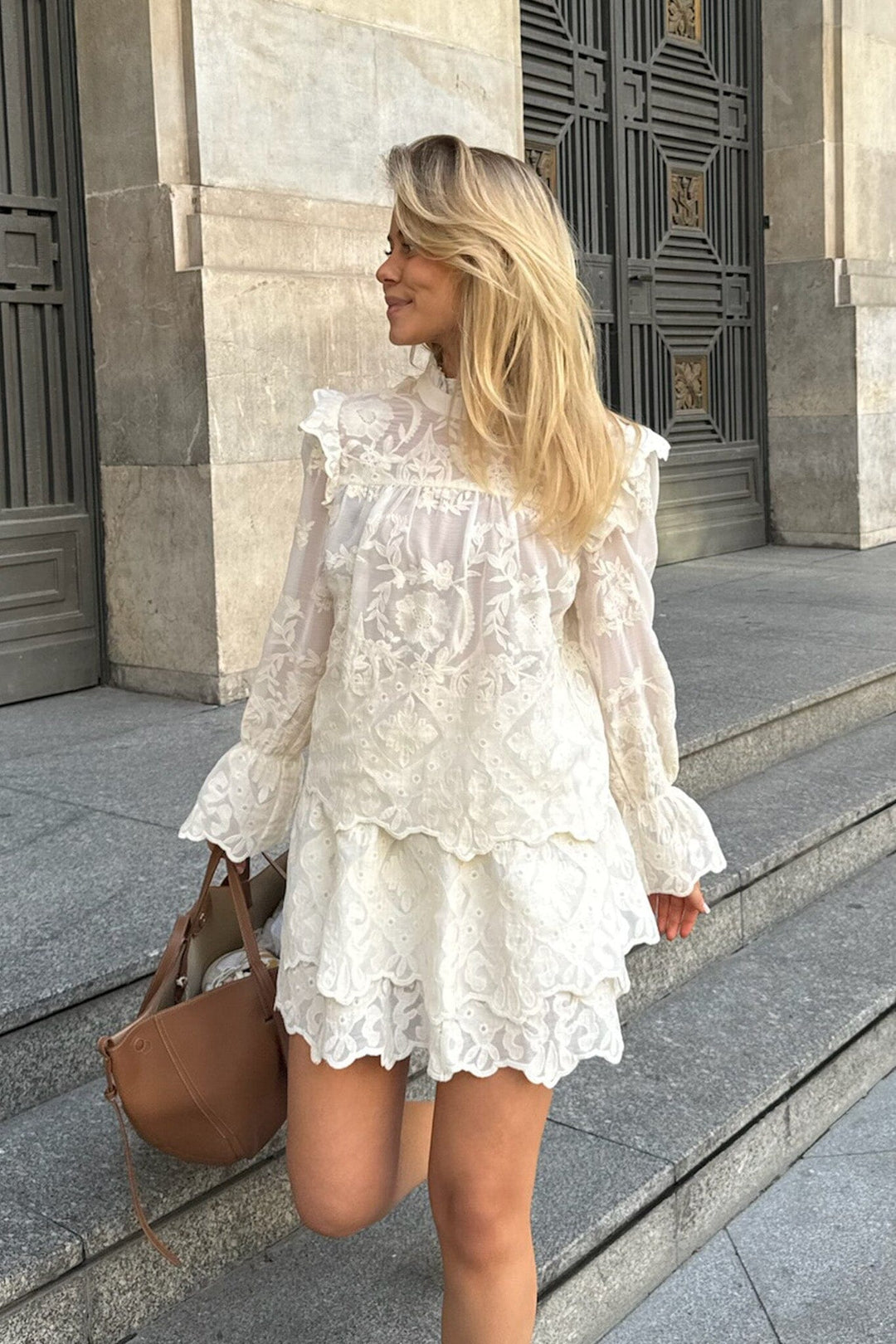Forudbestilling - BYIC - Ellinoric Lace Mini Skirt - vw Vintage White Nederdele 