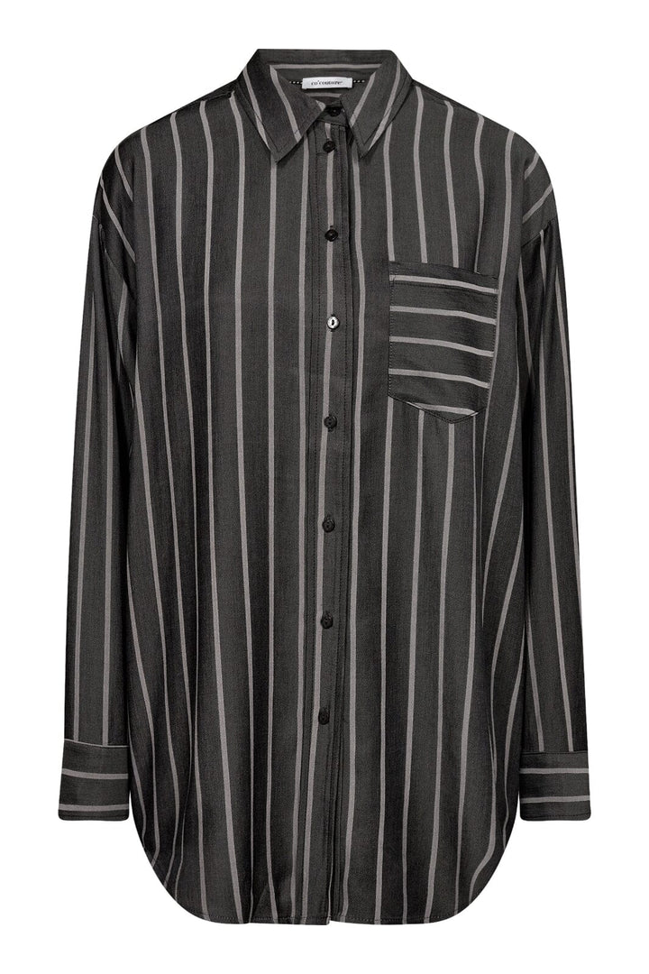 Forudbestilling - Co´couture - Suecc Stripe Oversize Shirt 35696 - 96 Black Skjorter