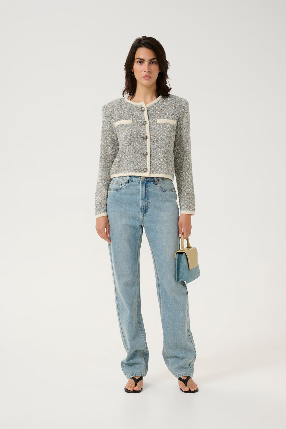 Forudbestilling - Gestuz - Gznalin Cardigan - 107285 Blue/White Structure Cardigans
