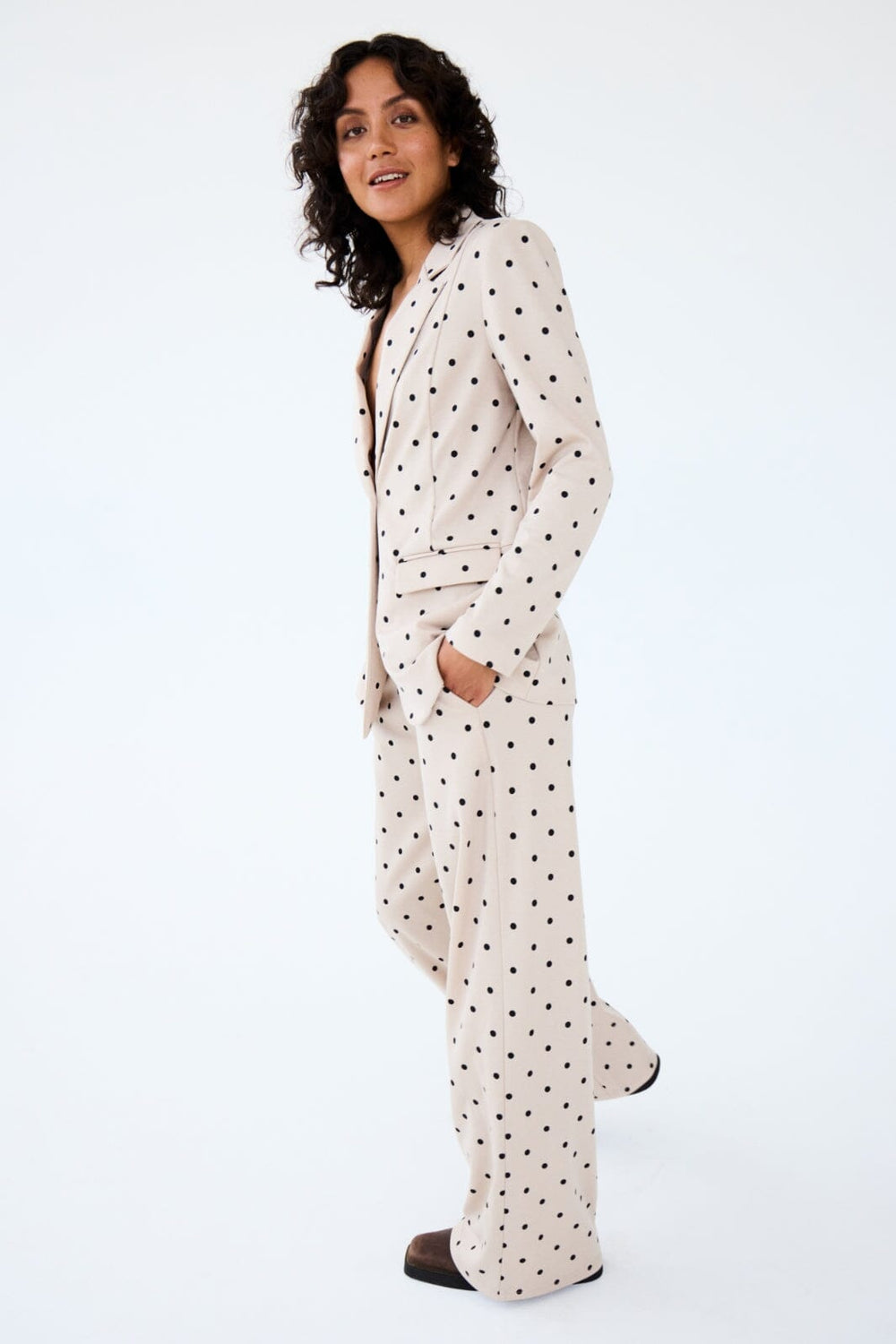 Forudbestilling - Ichi - Ixkate Dot Wide Long Pant - 205019 Kate Dot Print Bukser