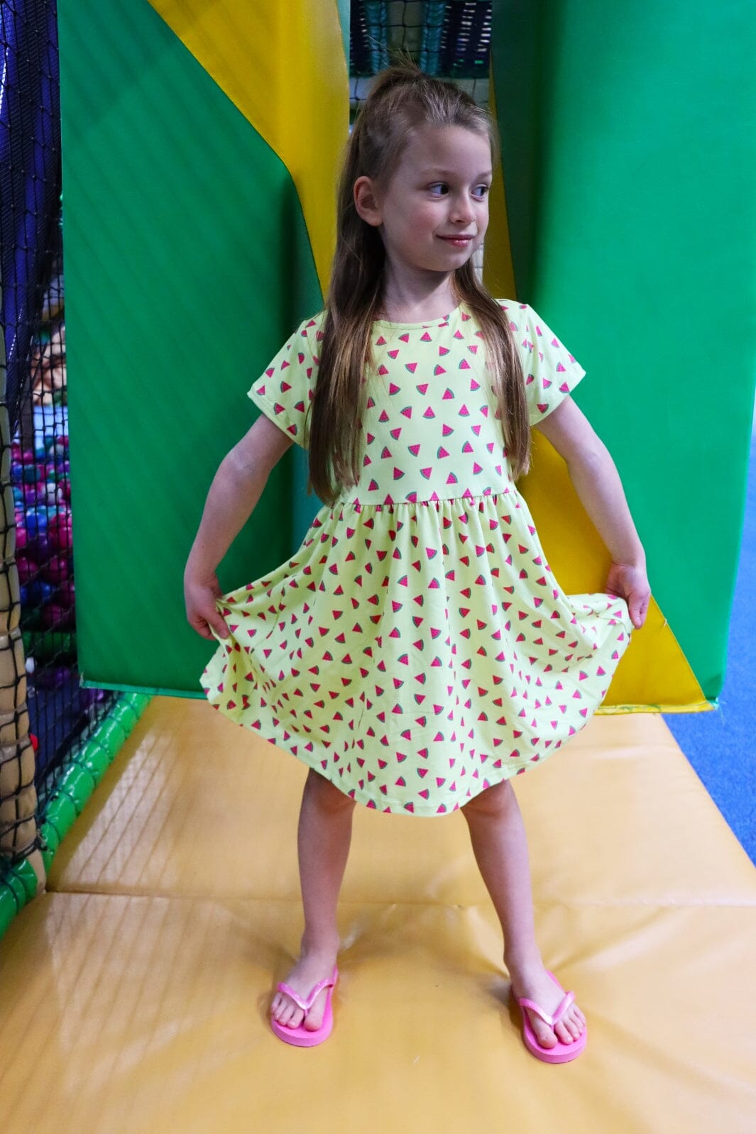 Forudbestilling - Liberte Ami - Alma-Ss-Babydoll-Dress (Kids) - Yellow Watermelon Kjoler 