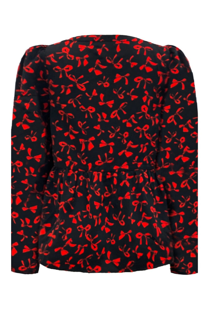 Forudbestilling - Liberte - Cecilie-Ls-Blouse 22130 - Black Red Bow Bluser