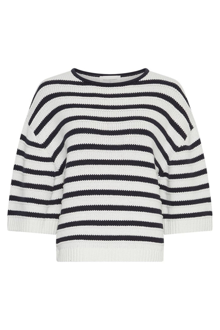 Forudbestilling - Moss Copenhagen - Mschleika Jillena 3/4 Pullover Stp 19177 - Egret Sky Cap Strikbluser