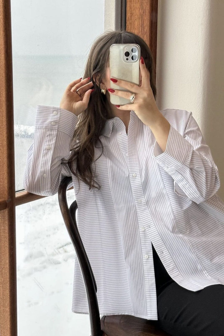 Forudbestilling - Neo Noir - Gili Stripe Shirt - White Skjorter