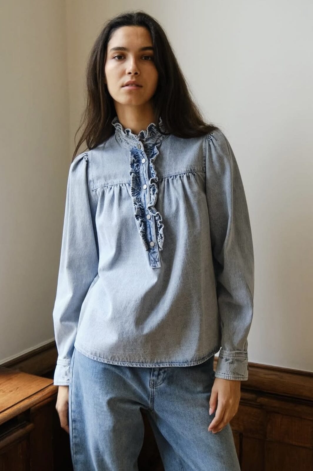 Forudbestilling - Neo Noir - Justine Denim Shirt 161903 - 145 - Light Blue Skjorter