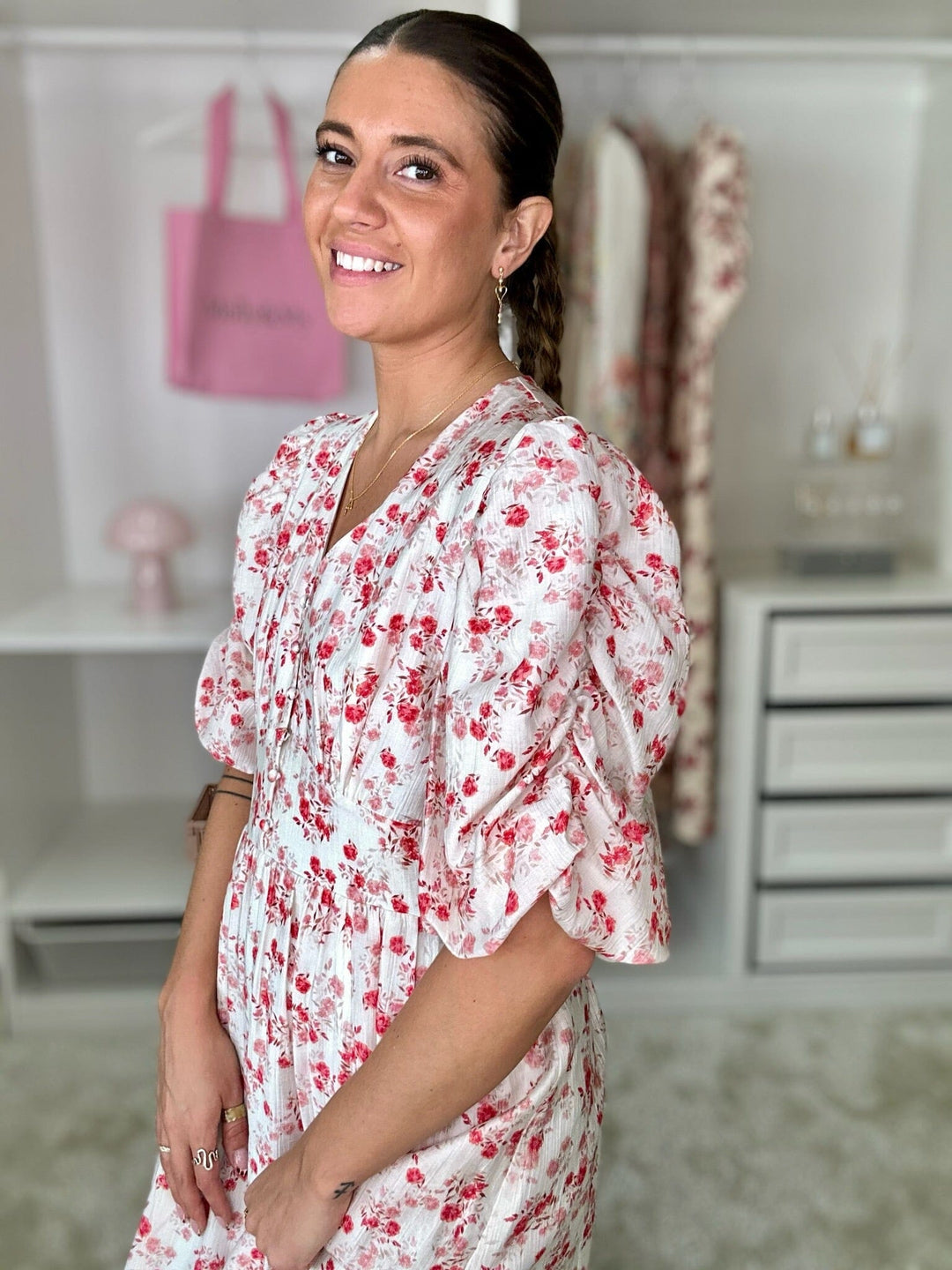 Forudbestilling - Neo Noir - Rilana Pretty Flower Dress 162997 - 160 - Red Kjoler