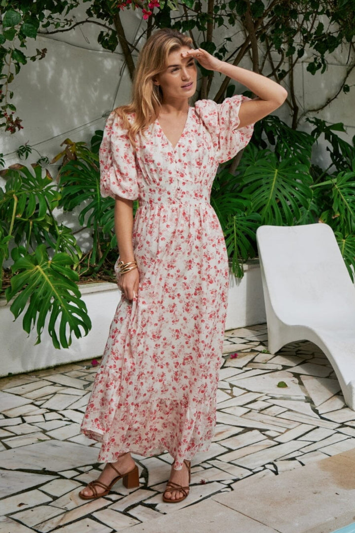 Forudbestilling - Neo Noir - Rilana Pretty Flower Dress 162997 - 160 - Red Kjoler