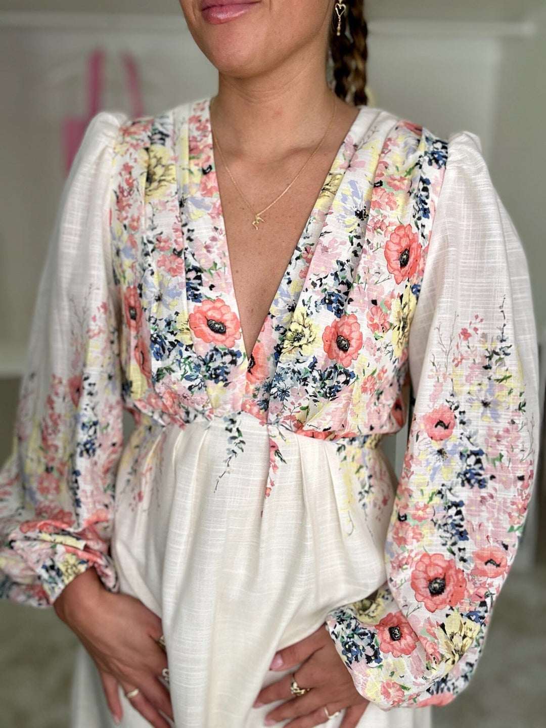 Forudbestilling - Neo Noir - Silfi Flower Print Dress 164828 - 122 - Creme Kjoler