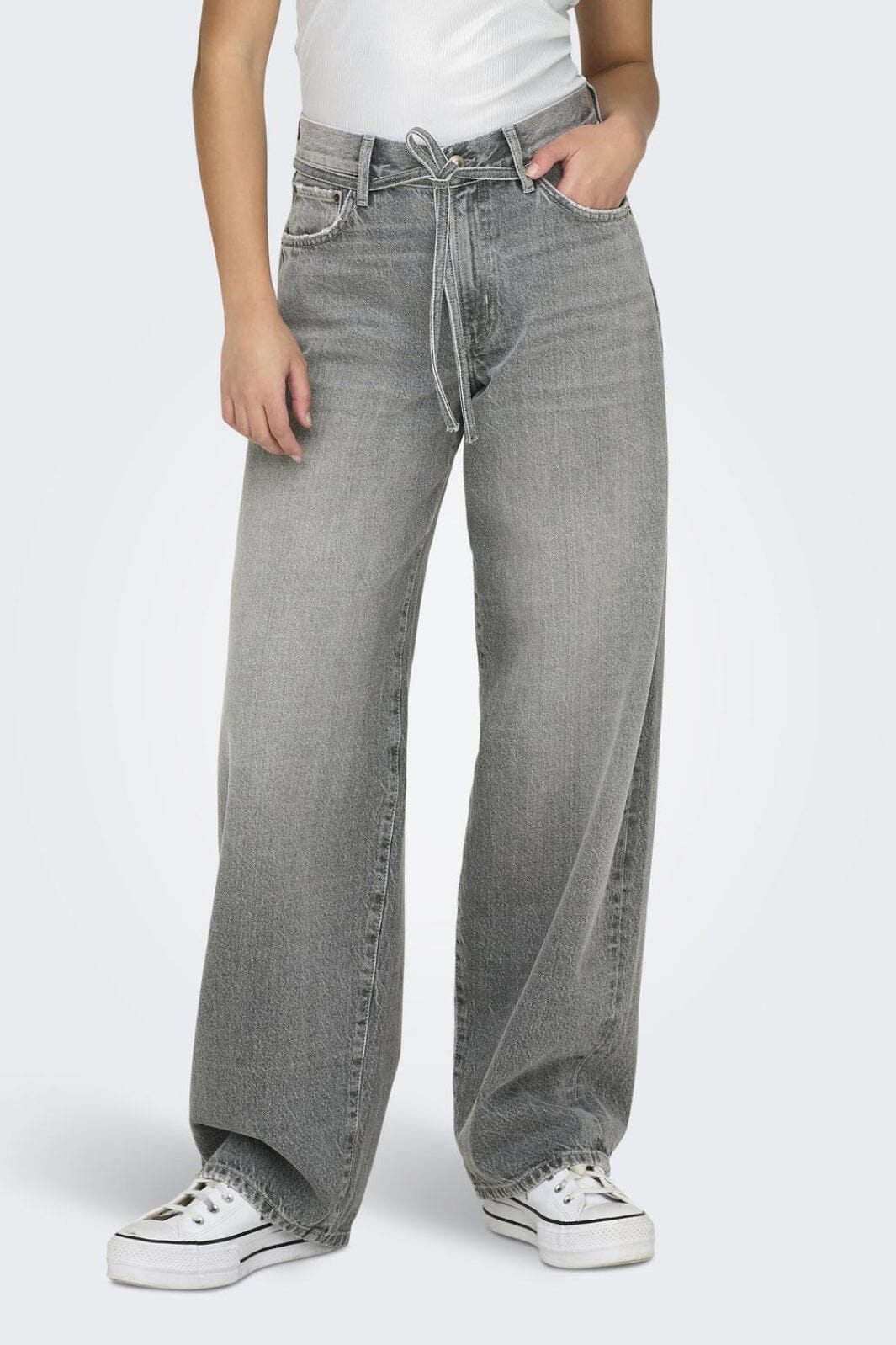 Forudbestilling - Only - Onlgianna Straight Jeans Dot757 - 4645300 Medium Grey Denim Jeans