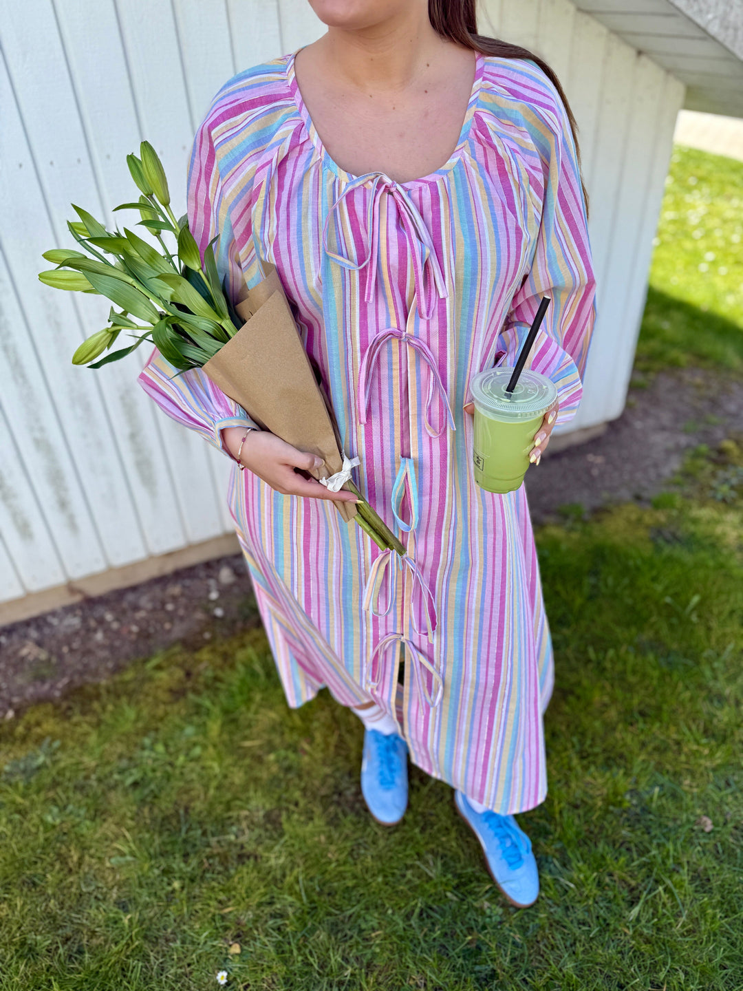 Forudbestilling - Sissel Edelbo x Molly&My - Stinne Dress SE 1724 - Pink Stripes Kjoler