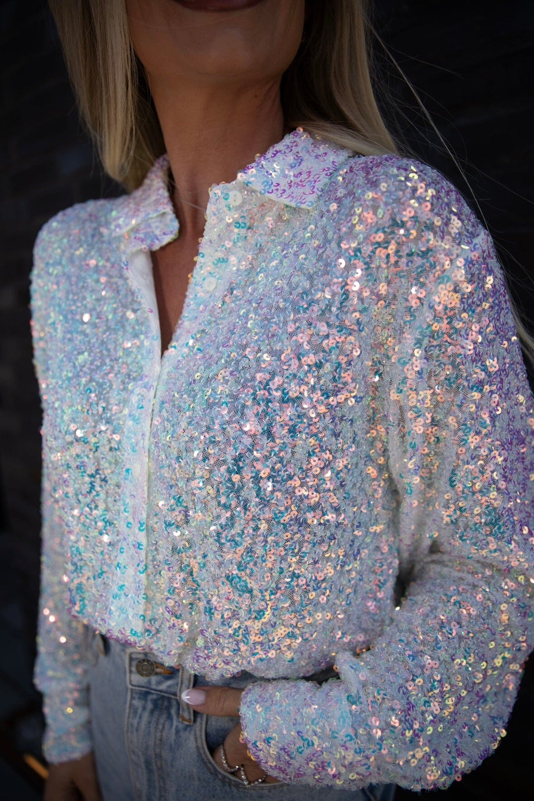 Forudbestilling - Valentin Studio - Classy Sequins Shirt - offwhite Skjorter