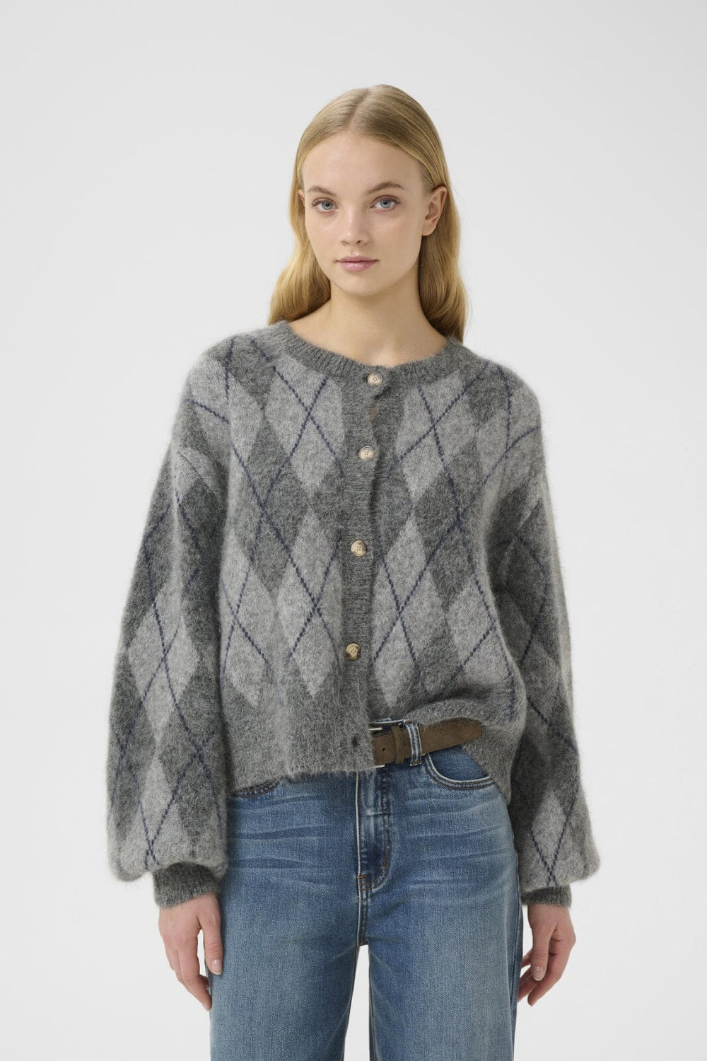 Gestuz - Gzsasi Cardigan 10910660 - 108584 - Check Dark Grey/Grey/Blue Comb Cardigans