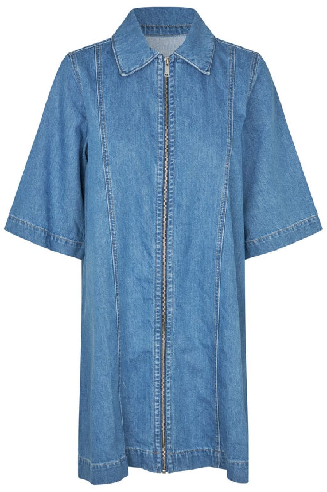 Mira zip-G Kjole - Blue Pinstripe