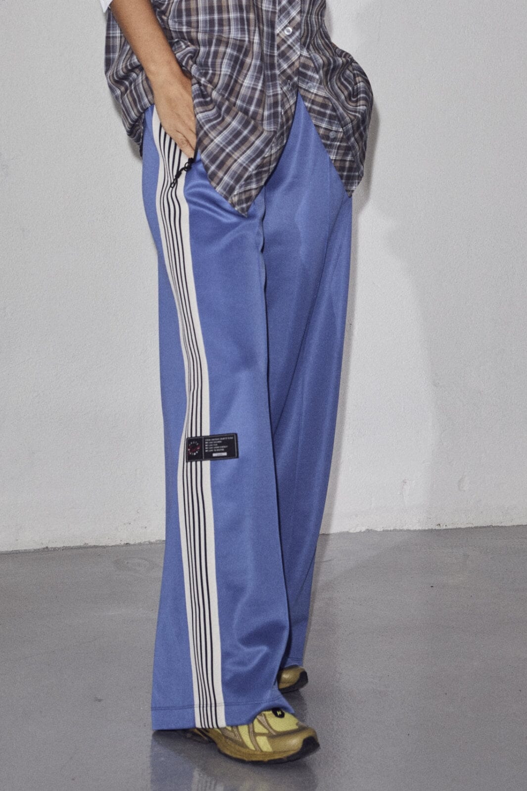 HAUTE L'AMITIE Baggy Pin Stripe Track Pant Navy