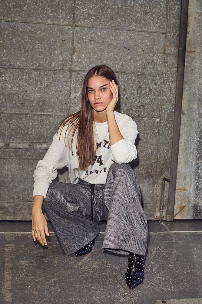 Haute L'Amitié - Michelle Check Tailor Tie Pants HL10305 - Grey Bukser