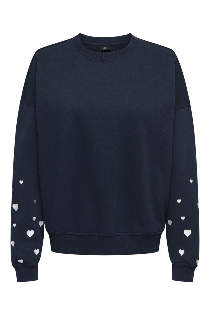 JDY - Jdymesa L/S O-Neck Emb Sweat - 4974274 Sky Captain Sleeve Heart Cd Emb