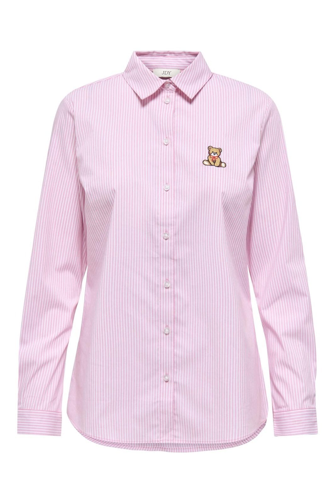 JDY - Jdymio L/S Embroidery Shirt - 4957239 Shocking Pink Small White - Teddy Embr