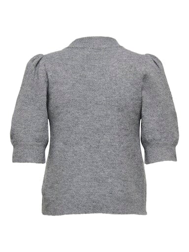 JDY - Jdyrue Life 2/4 Pearl Pullover Knt - 4926205 Medium Grey Melange W. White Pearls Strikbluser