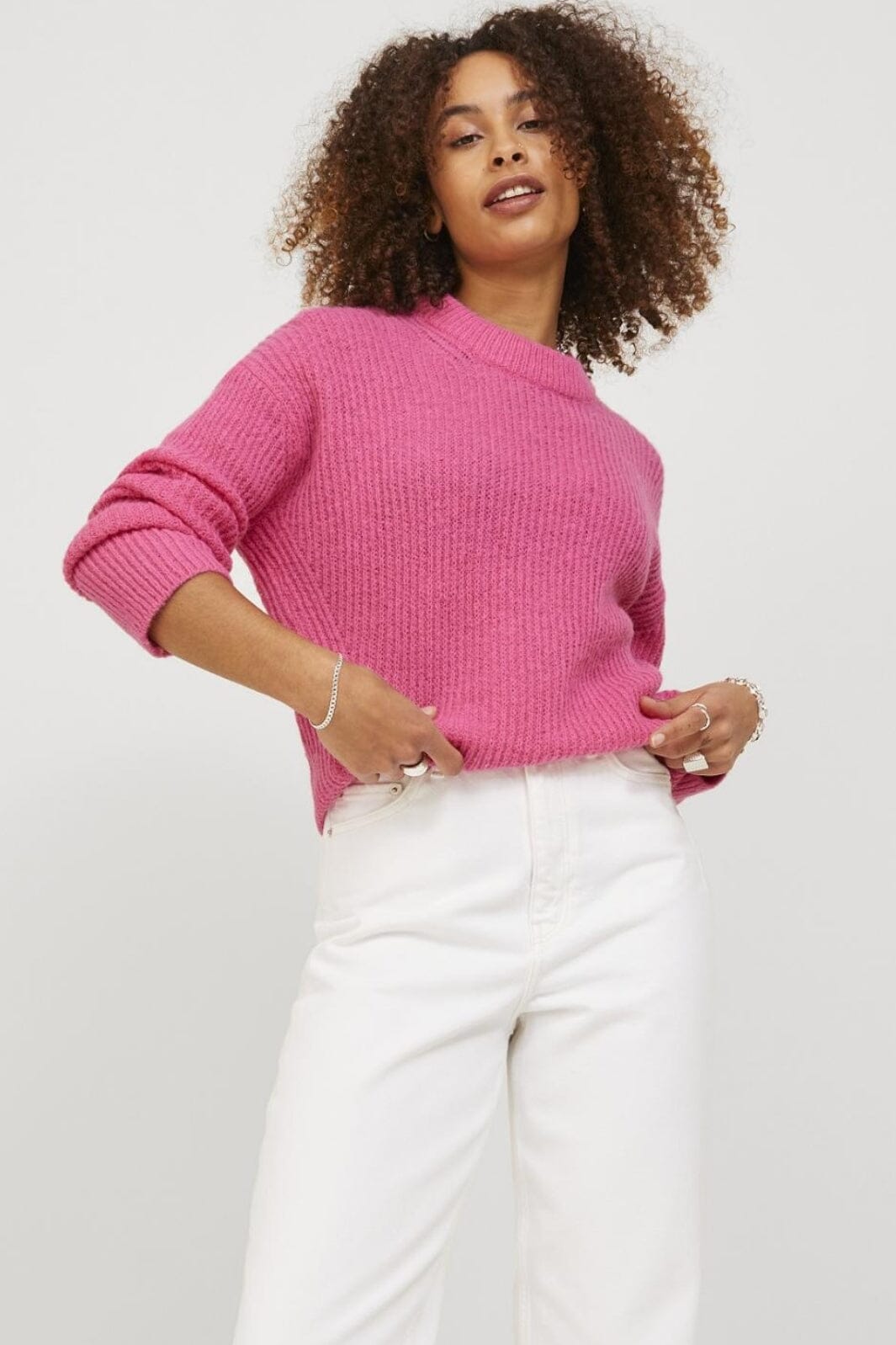 Jjxx - Jxember Fluffy Crew Neck Knit - 4092527 Carmine Rose Strikbluser 