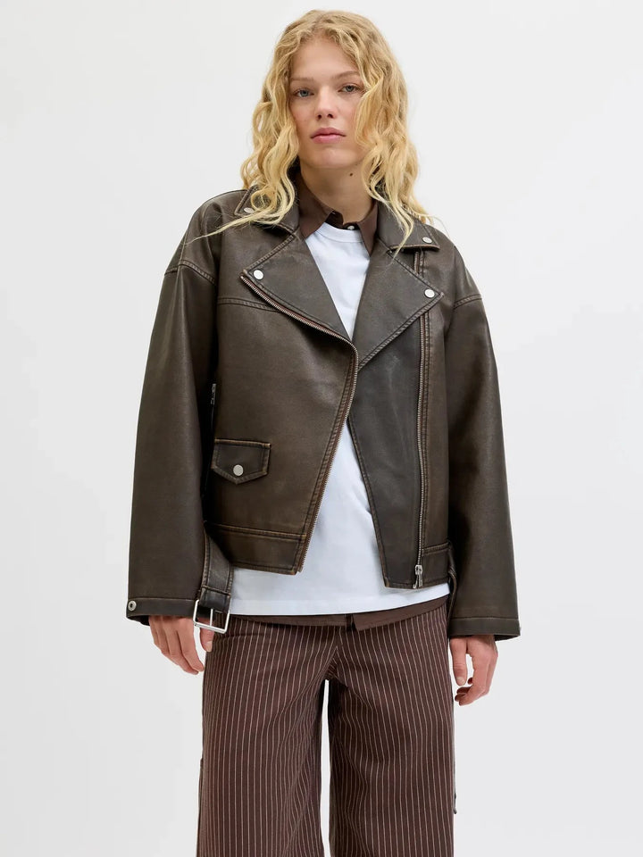 Jjxx - Jxfrida Washed Biker Jkt Sn - 4773973 Bracken Washed Jakker