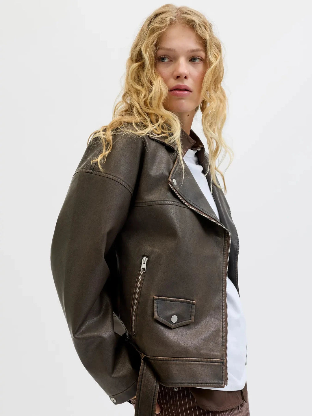 Jjxx - Jxfrida Washed Biker Jkt Sn - 4773973 Bracken Washed Jakker