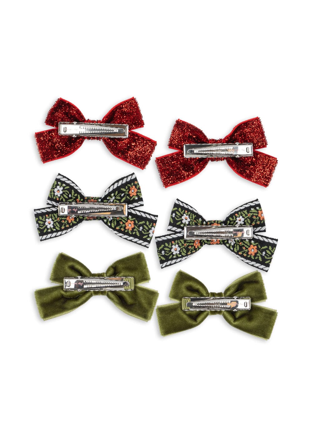 Konges Sløjd - 6 Pack Micki Bow Hair Clips Ks104188 - Red/green Hårspænder
