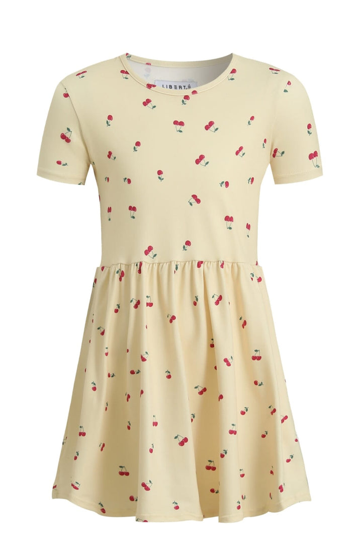 Liberte Ami - Alma-Ss-Babydoll-Dress (Kids) 9652 - Yellow Cherry